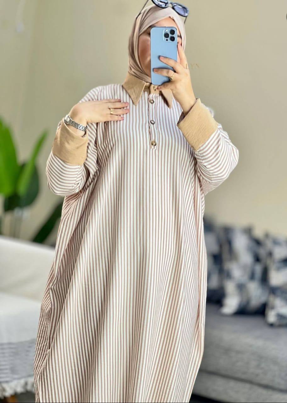 Robe Oversize en Lin Rayé – Élégance Confortable au Quotidien